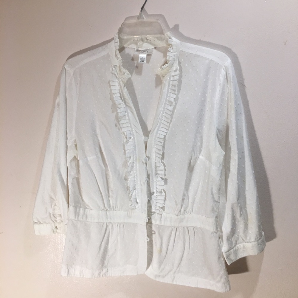 Swiss polkadot three-quarter length sleeve blouse